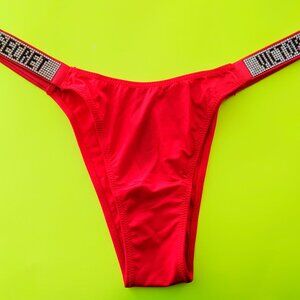 Victoria's Secret Very Sexy S Red Brazilian Rhinestone Shine Panty
